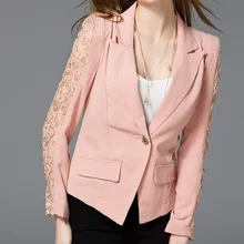Новинка года женские короткие дизайн тонкий сексуальный Кружево костюм Блейзер элегантный три четверти рукав тонкая верхняя одежда женская повседневная Летняя обувь куртка
