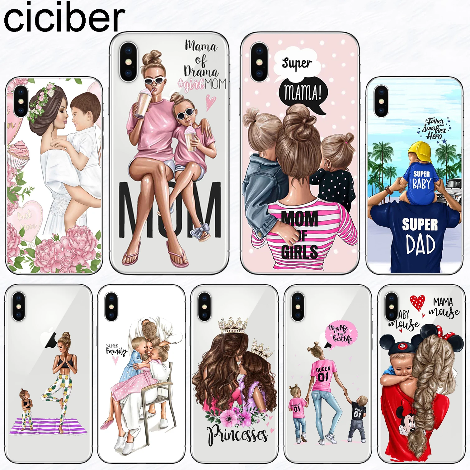 

ciciber Super Mom Girl Phone Case for iphone 11 Pro XS Max X 5S SE Case for iphone XR 7 8 6 6S PLUS Cover Silicone Funda Coque