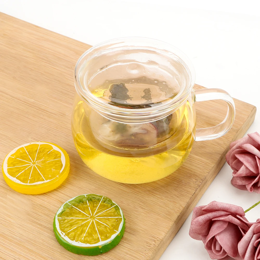 

NICEYARD 350ml Heat Resistant Glass Tea Cup Loose Leaf Tea Strainer Coffee Filter Durable Drinkware with Infuser and Lid