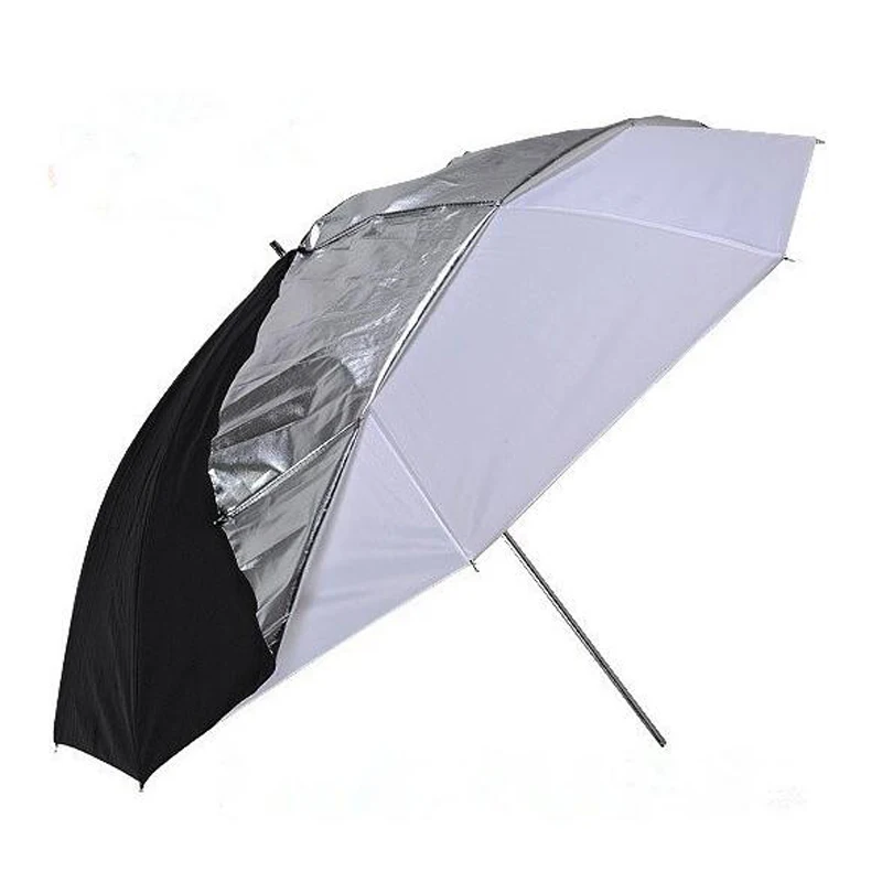 3" /83 см фотостудия 2в1 двойной слой черный серебристый+ мягкий белый разборный Отражатель вспышки зонтик