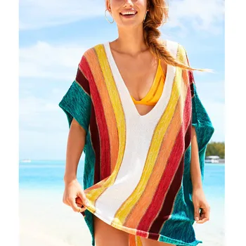 

2019 Stylish Beach Cover-Ups Swimwear Beach Tops Womens Striped Beachwear Swimsuit Cover Ups Sexy Beach Dress for Pregnant Women
