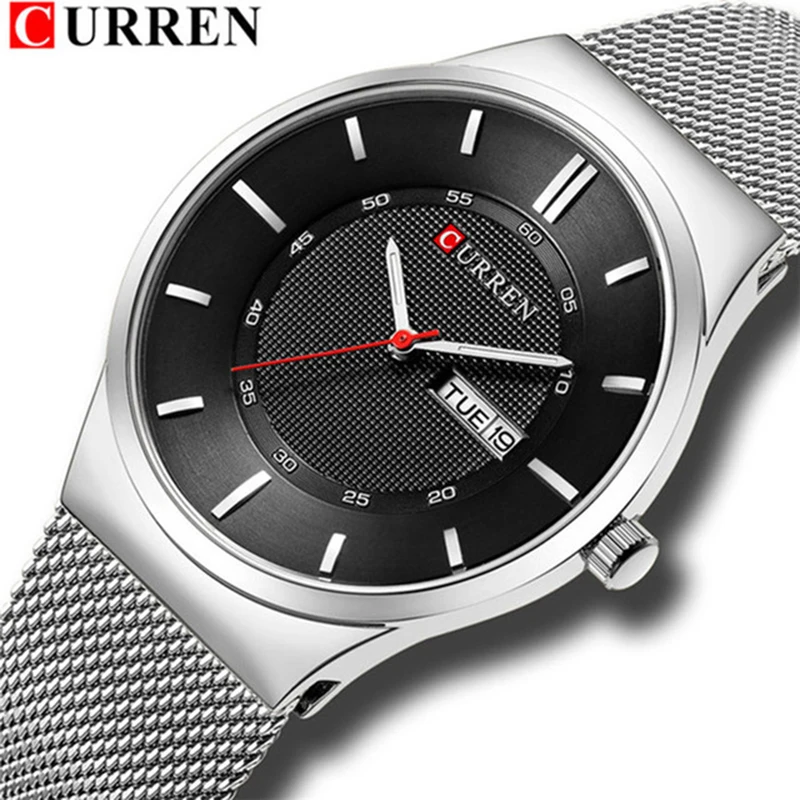 

CURREN Mens Watches Waterproof Top Brand Luxury Mesh Steel Sport Business Military Army Male Clock Gift Relogio Masculino 8311