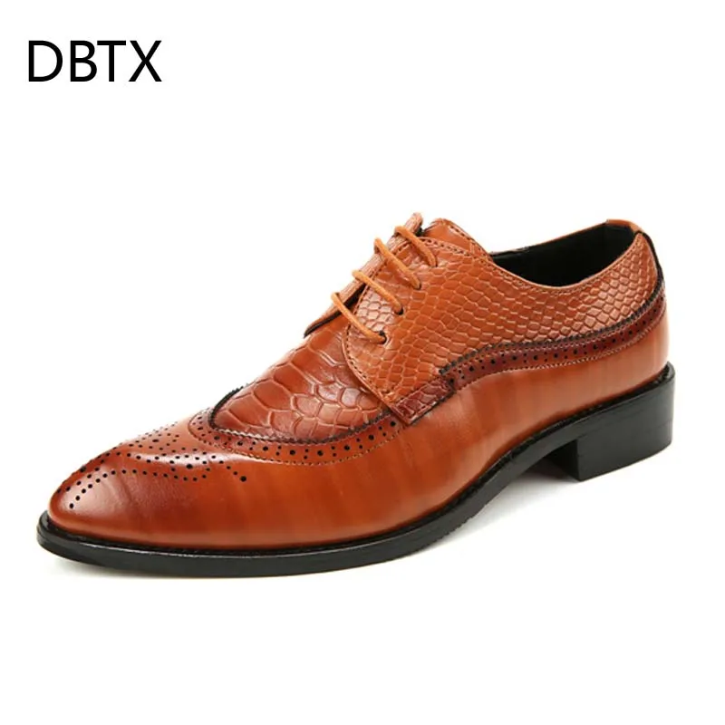 melhor DBTX Mens Vestido Sapatos de Couro Do Dedo Do Pé Apontado Bullock Oxfords Sapato Para Homem Designer Italiano de Luxo masculino Casamento Formal Agradável Shoes630