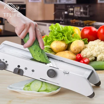 

TTLIFE Adjustable Mandoline Slicer Professional Grater with 304 Stainless Steel Blades Vegetable Cutter Kitchen Accessories