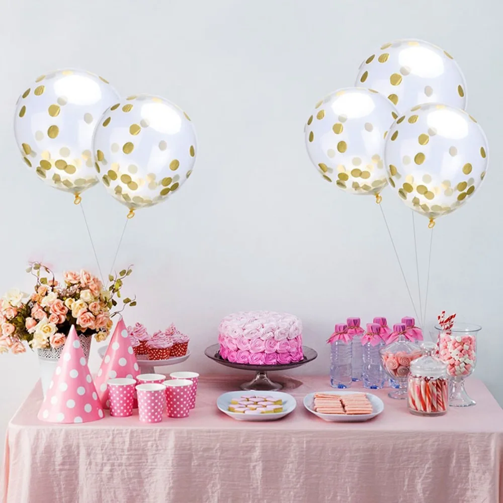 Taoup 10 PCS с днем рождения воздушные шары цифры 12 дюймовый круглый воздушные шары аксессуары золотые воздушный шар "Конфетти" латекс Свадебная вечеринка Декор