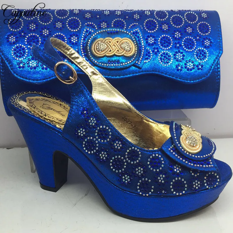 Capputine Italian Summer Rhinestone Shoes With Matching Bags For Party High Quality African Pumps Shoes And Bags Set BL265C Capputine Italian Summer Rhinestone Shoes With Matching Bags For Party High Quality African Pumps Shoes And Bags Set BL265C