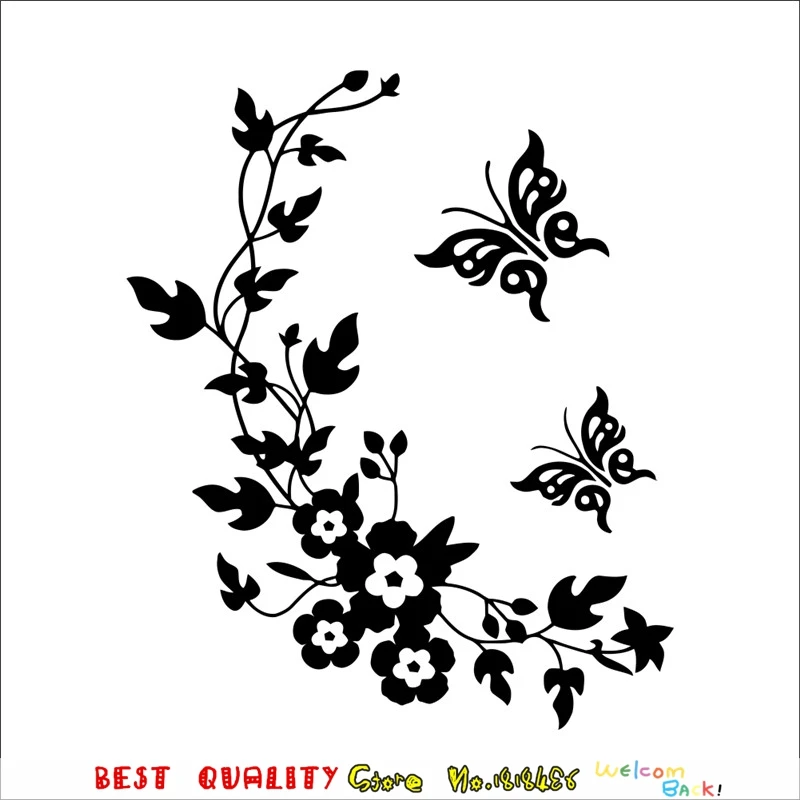 Vintage Henna Butterfly Wall Stickers Flower Vines Lace Home Decals Wedding Decoration Wallpaper For Living Room Bathroom Mural Decor Wallpaper Wallpapers Forbutterfly Wall Aliexpress