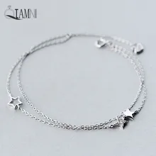 QIAMNI двойная цепь три звезды вечерние браслет с подвеской регулируемый браслет для девочек женщин Рождественский подарок ювелирные изделия