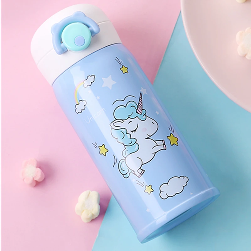 350ml Cute Unicorn Thermos Bottle Kids Baby Feeding Water Bottle Stainless Steel Heat-resistant Best Christmas Gift Portable Cup