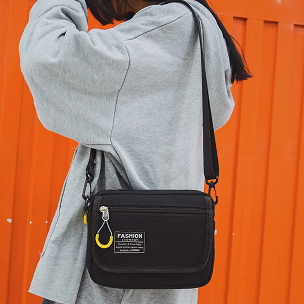 HTNBO Женская Холщовая Сумка в гонконгском стиле Харадзюку, небольшая сумка контрастного цвета, корейский стиль, модная повседневная сумка-мессенджер# F