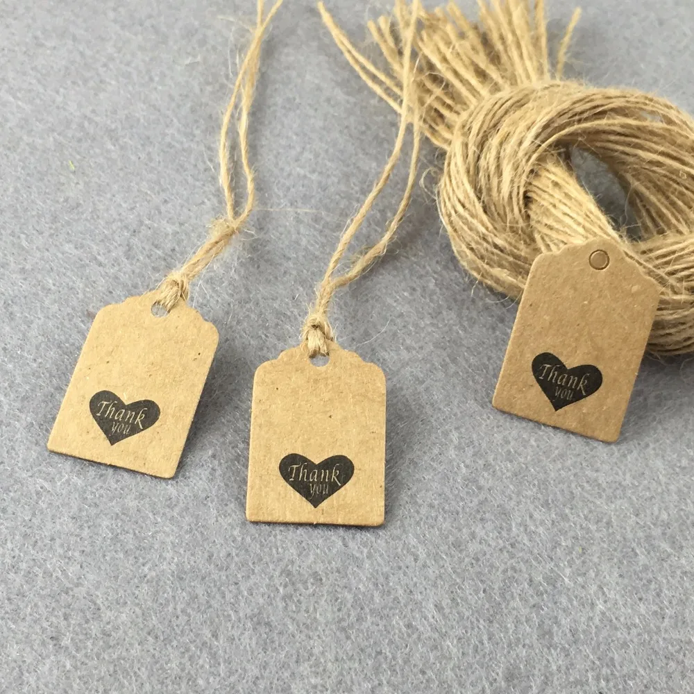 500PCS Thank You Tags 500PCS Strings 3 2cm Kraft Packaging Labels DIY 