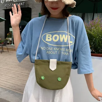 

Simple Fresh Floral Canvas Shoulder Crossbody Bag New Casual Literary Travel Beach Small Bag Korean Student Canvas Shopping Bag
