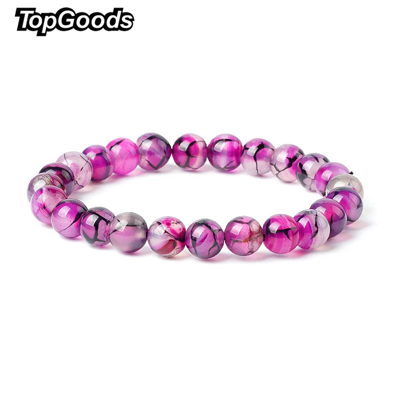 

New Natural Dragon Scales Bracelet Red Agate Stone Bracelet 8mm Loose Gemstone Elastic Bracelets Fashion Jewelry Gift for Women