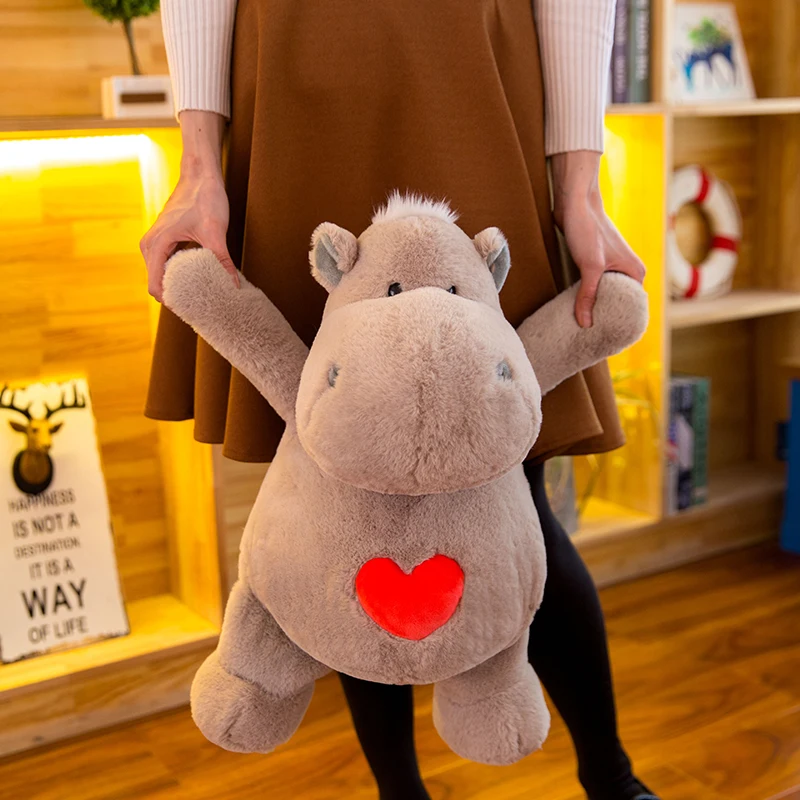Kawaii Soft Love Heart Hippo Plush Doll Big Stuffed Cartoon Hippos Baby Toy Doll for Children Gift Decoration 20inch 50cm DY50617 (7)