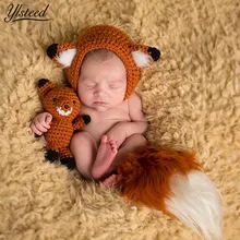 Бутафория для фотографирования вязаная детская шапка Милая Зверюшка лиса шапки с ушками лиса кукла набор для фотосессии новорожденных фотографии аксессуары