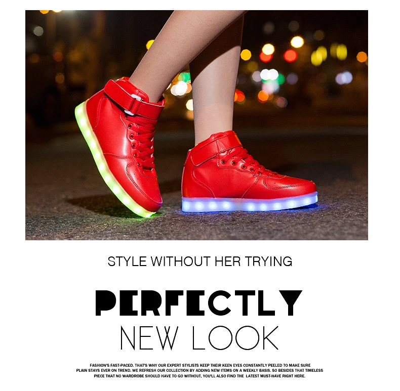 Детские светодиодная USB зарядка светящиеся кроссовки детские hook loop модная светящаяся обувь для девочек мальчиков мужская и женская обувь для катания на коньках Размер 25-40