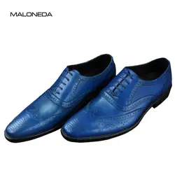 MALONEDA Новый ручной работы Goodyear из натуральной нешлифованной кожи Для мужчин Оксфорд обувь Итальянский Стиль ретро Спортивная обувь резная