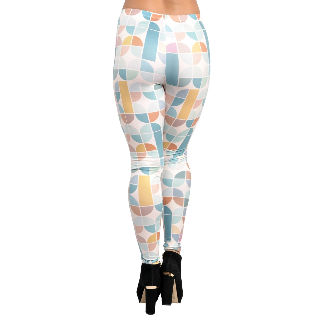 Women's Retro Pastels Leggings Medium White (2)