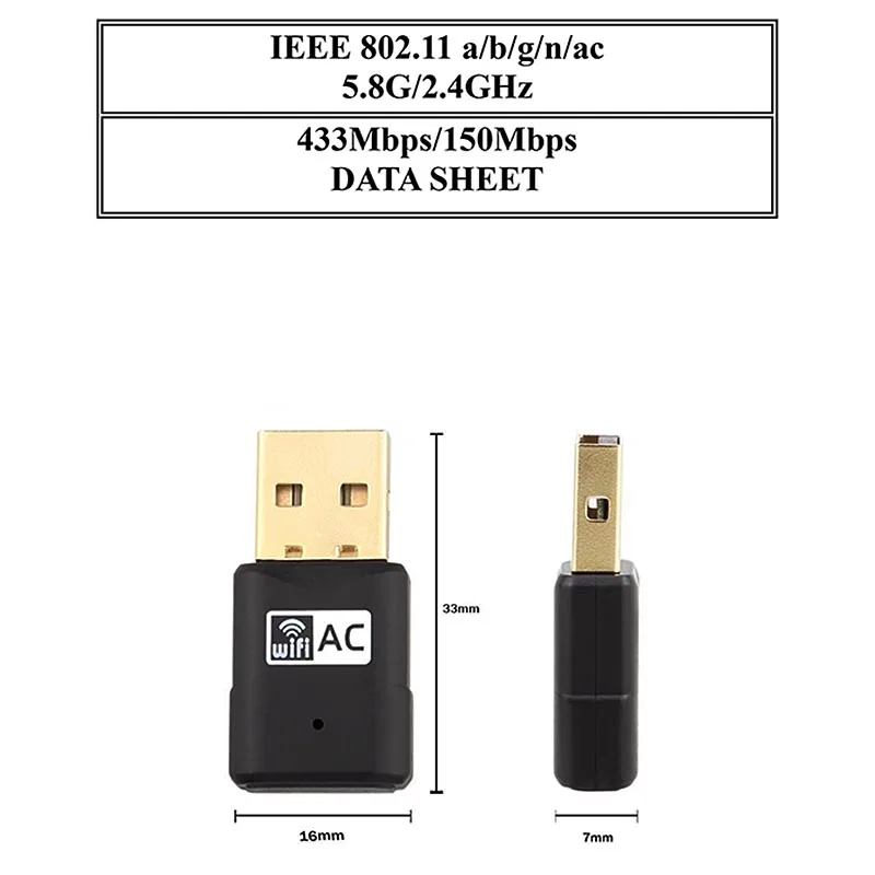 Горячая двухдиапазонный 802.11b/n/g/ac USB Wi Fi адаптер сетевые карты 2,4 ГГц 5 ГГц PC мини беспроводной антенна WiFi