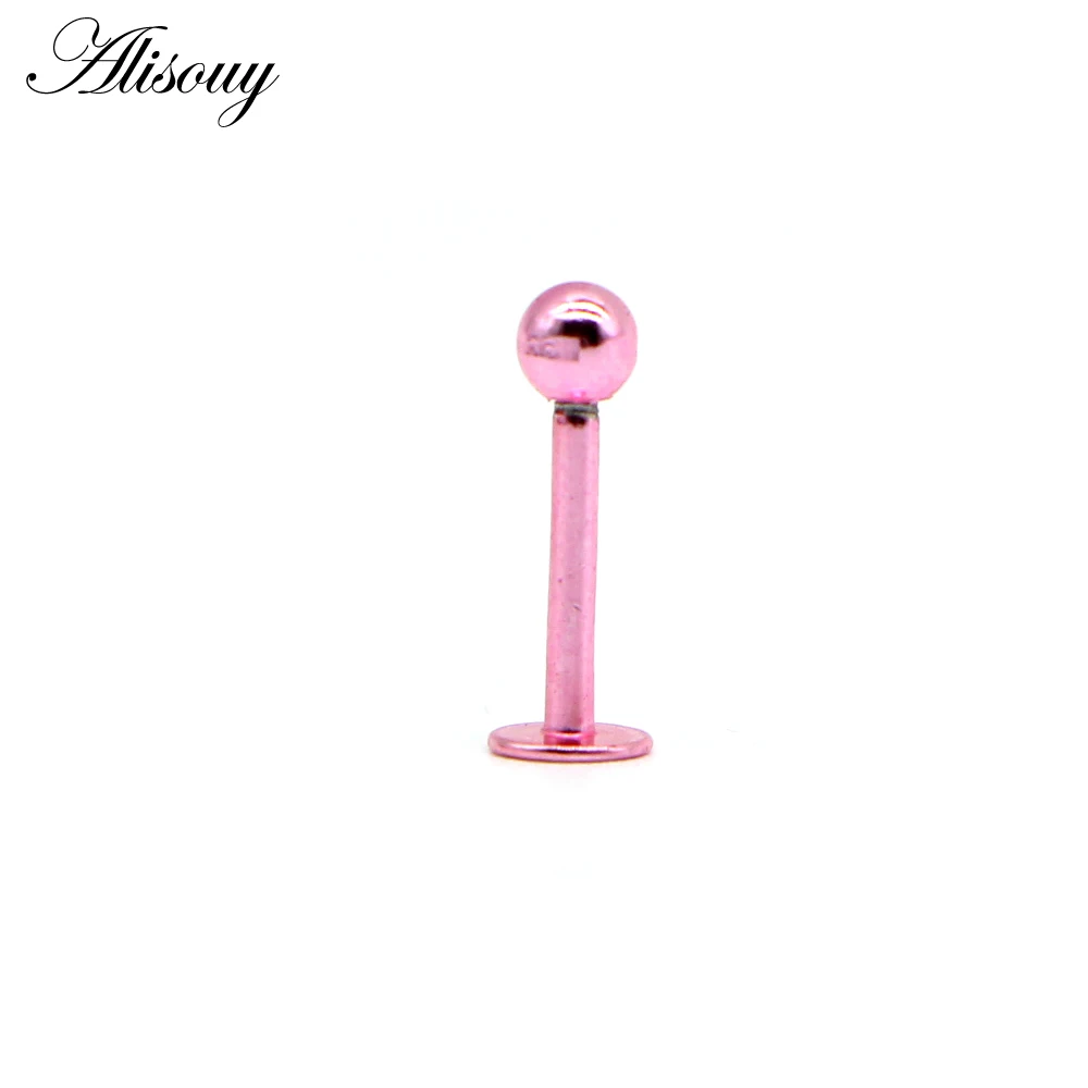 Alisouy 1 шт. титановые 16 г кольца для губ пирсинг Лабрет Ушные Кольца Серьги-каффы пирсинг для пупка пирсинг сексуальные ювелирные изделия для тела Пирсинг - Окраска металла: D Pink