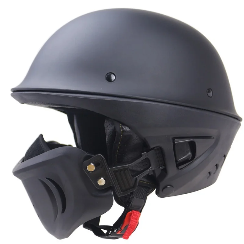 DOT Rogue половина шлем мотоциклетная Ретро Съемная маска матовый черный мотоциклетный шлем - Цвет: Черный