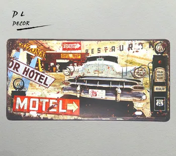 

DL- MOTEL car License plate Vintage Metal Tin sign Painting Poster Home Bar wall sticker crafts