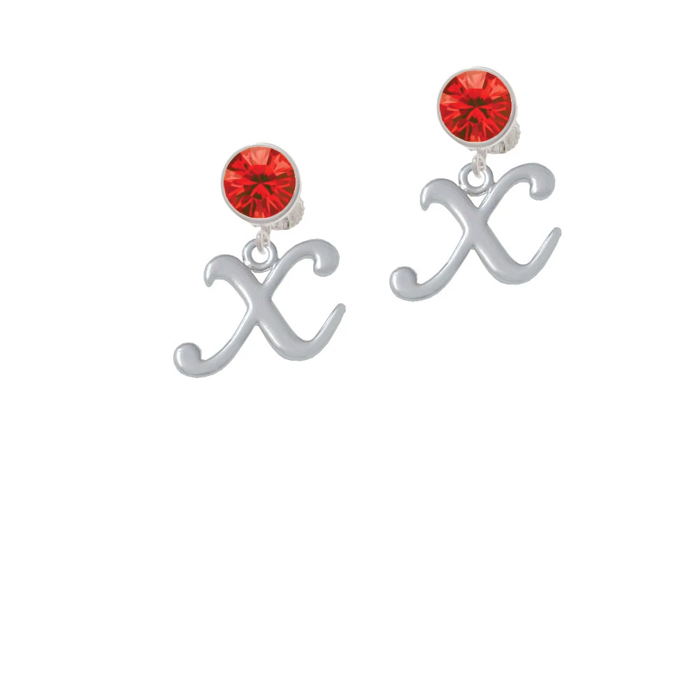 Small Gelato Script Initial - X - Crystal Clip On Earrings (4)