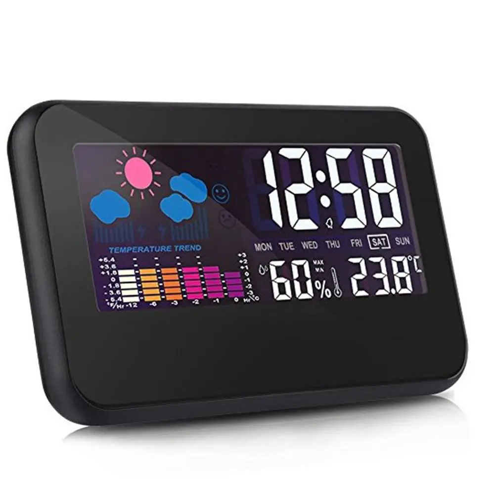 

TPFOCUS Digital Alarm Clock LCD Digital Thermometer Hygrometer Weather Station Calendar Alarm Clock Night Light Table Desktop