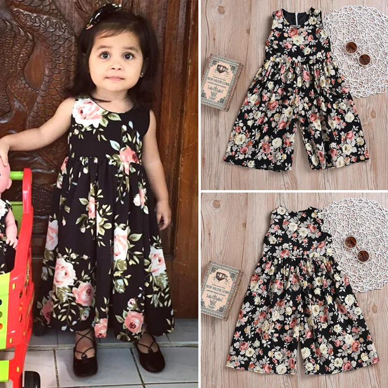 

Toddler Kids Baby Girls Sweet Flower Sleeveless Zipper Romper Jumpsuit Harem Clothes Outfits