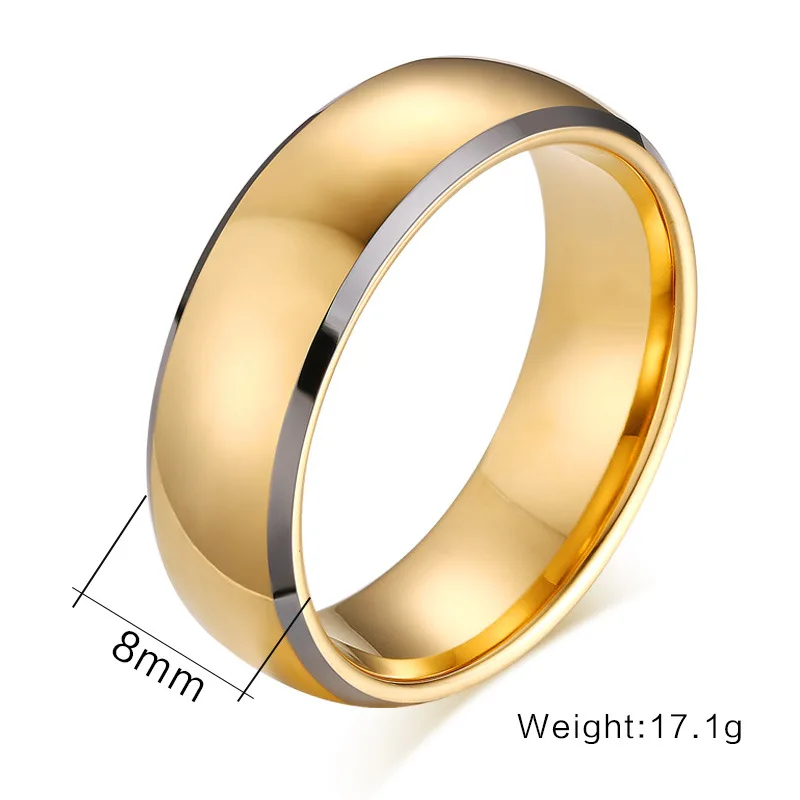 Name Wedding Anniversary Date Logos Jewelry 8mm Gold Tone Tungsten Rings Personalize Your Own Style