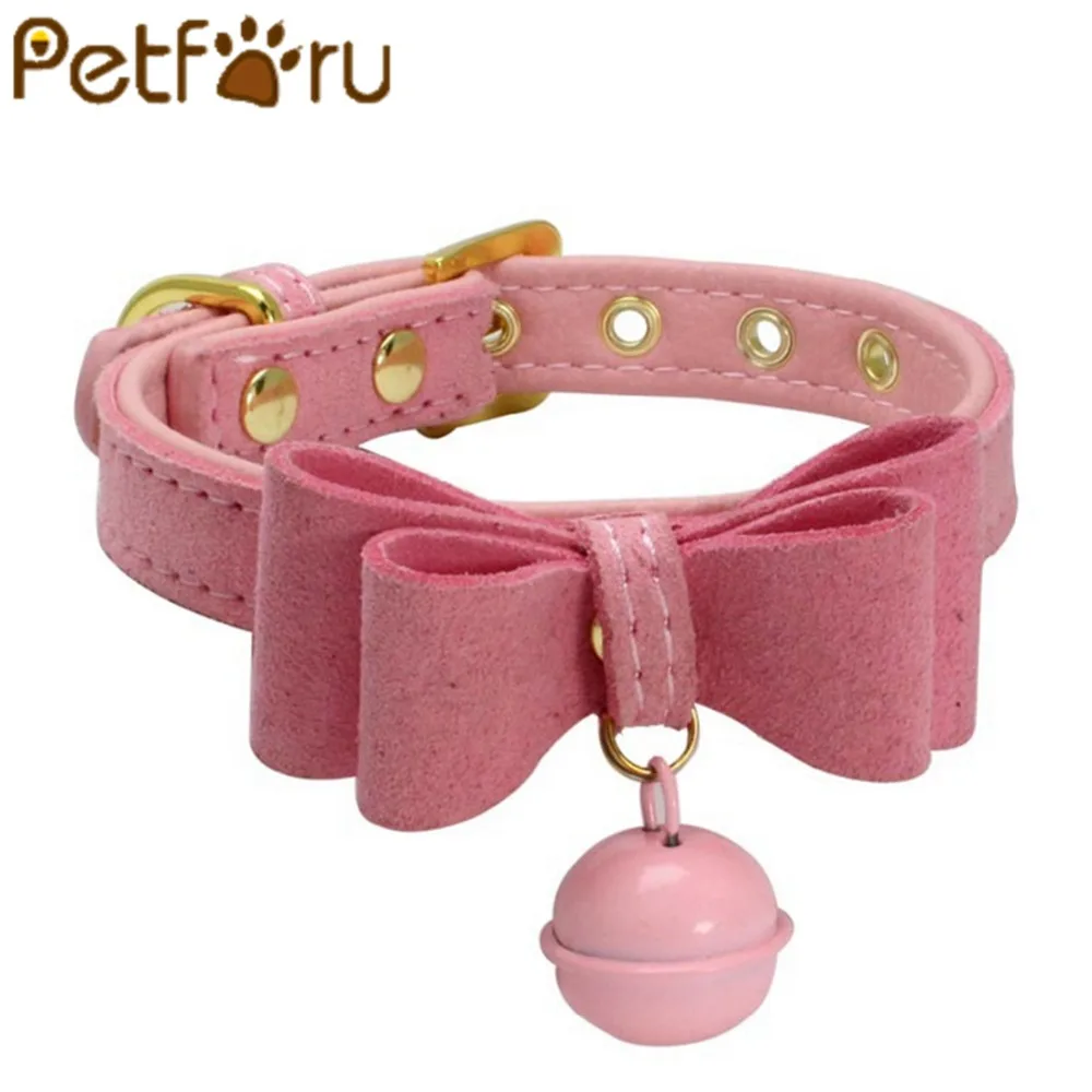 

Petforu Durable Pets Collar With Bowknot Bell Dogs Cats Decorations Collar