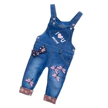 Г., весенне-осенние джинсовые штаны с бантом и стрекозой для маленьких девочек, милая повседневная одежда принцессы Милые детские комбинезоны, 17N1120