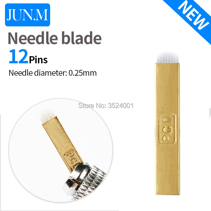 

0.25mm 100PCS Microblading Tebori PCD 12 U Shape Tattoo Needles Permanent Makeup Manual Eyebrow Blades 12 Pin Hard Needle C0