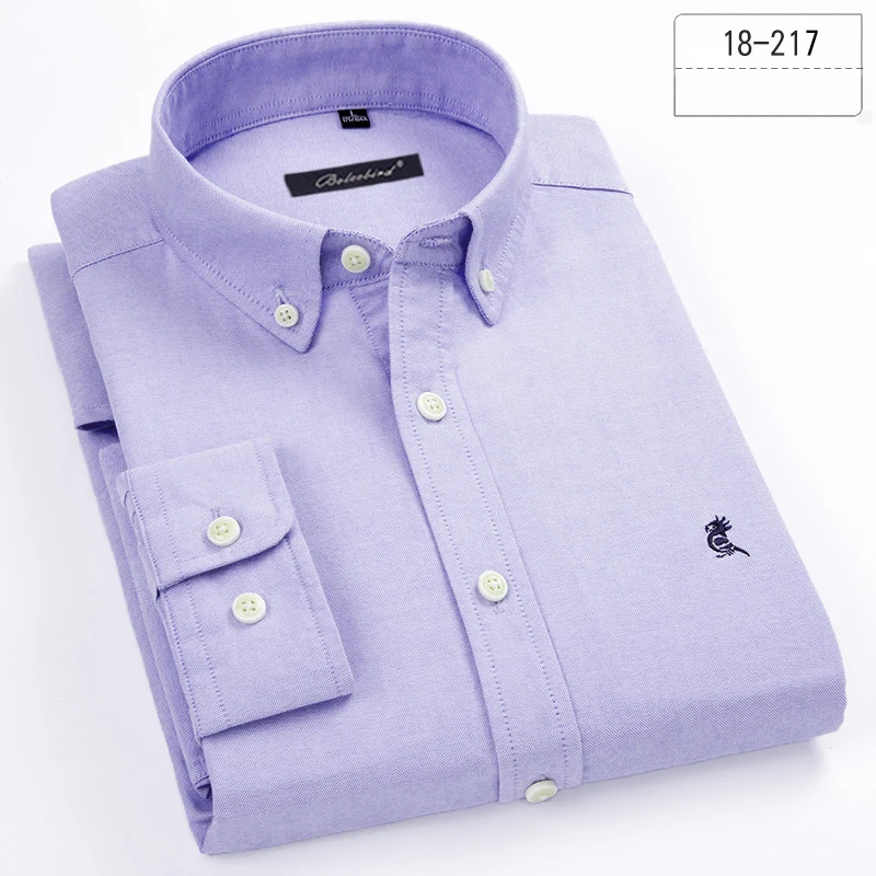 DAVYDAISY Высококачественная Хлопковая мужская рубашка оксфорд с длинным рукавом Классическая однотонная полосатая Повседневная рубашка 11 цветов DS159
