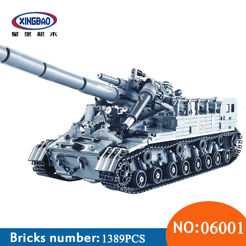 

XingBao 06001 1389Pcs Creative MOC Military Series The T92 Tank Set Education Building Blocks Bricks Toys For Children Gifts