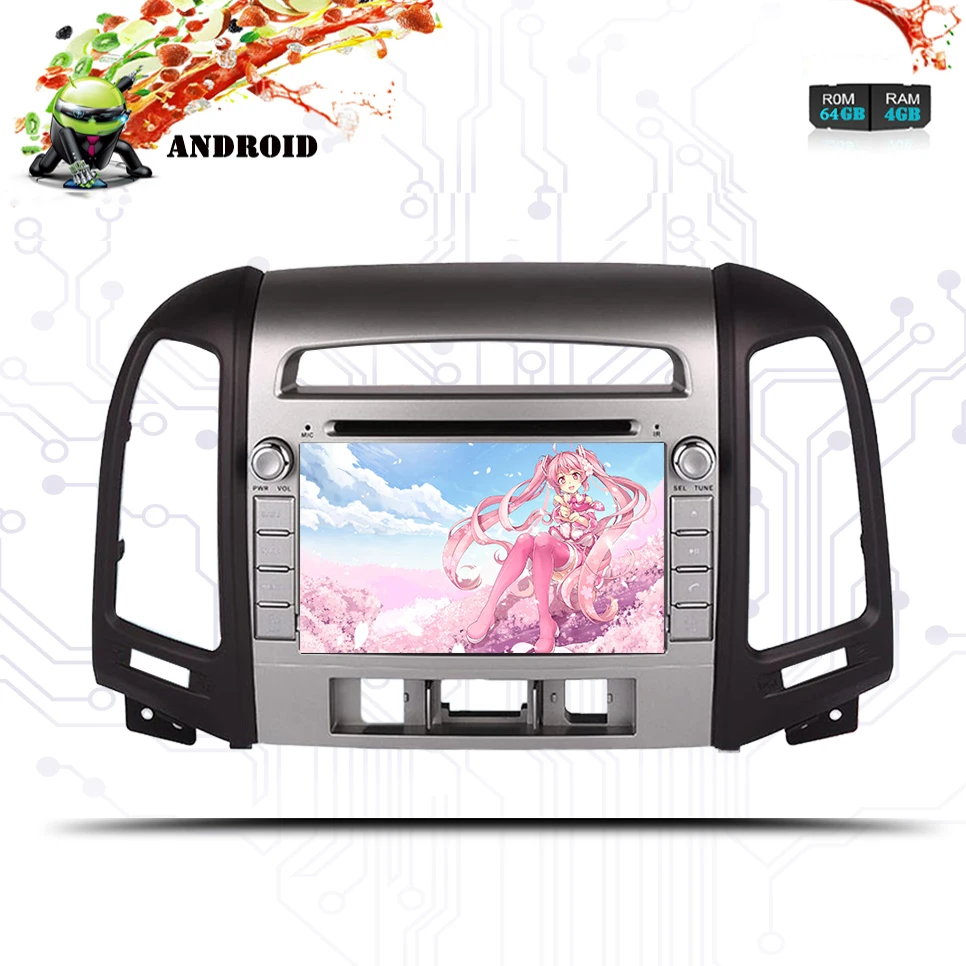 Top Octa Core Android 9.0 Car DVD for Hyundai Santa Fe 2007 - 2010 -2012 Radio Navi gps player 64GB+4GB 3/4G SIM Tape Recorder PC 1
