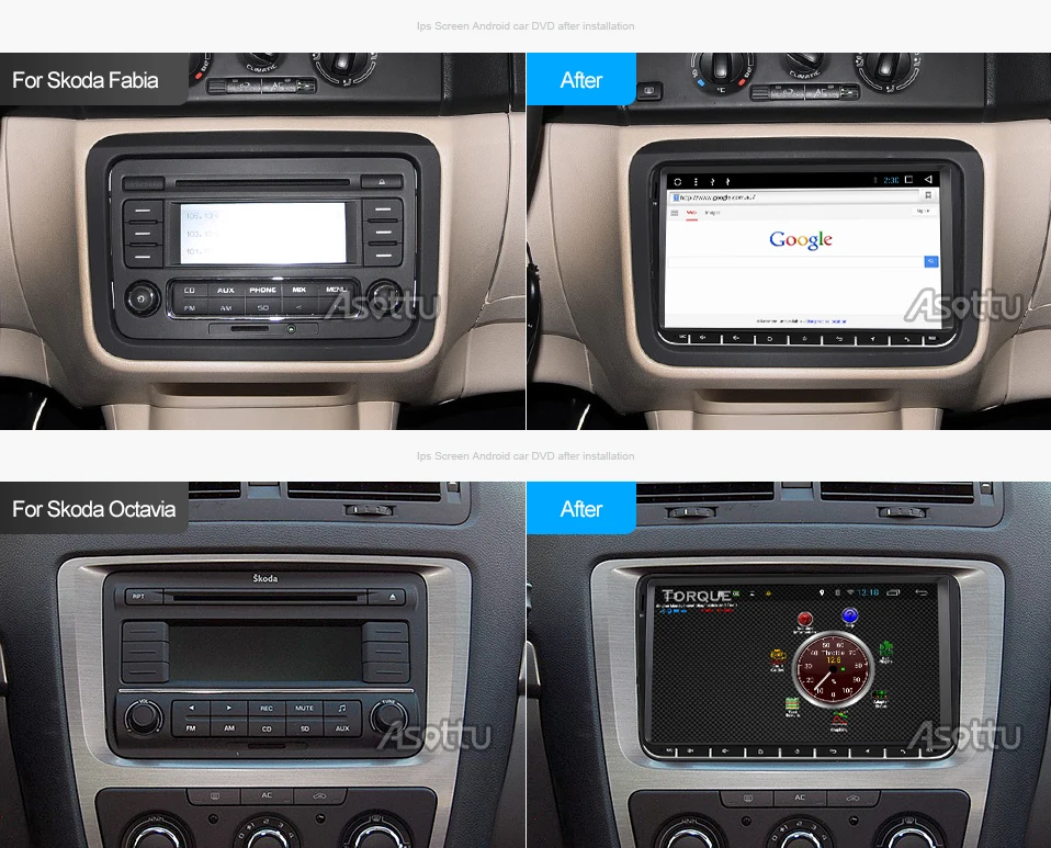 Perfect EU RU warehouse Asottu  CDZ9081 car dvd player  for Skoda Fabia octavia Superb Yeti Seat Rapid for vw golf tiguan polo passat CC 7