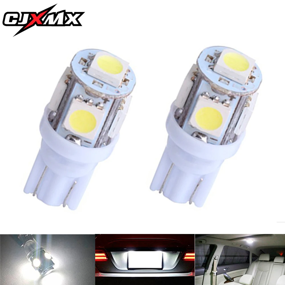 

CJXMX 2PC T10 W5W LED Car Light Bulb 5050 5 SMD 194 168 Auto Wedge LED Lights Clearance Backup License Plate Light Interior Bulb
