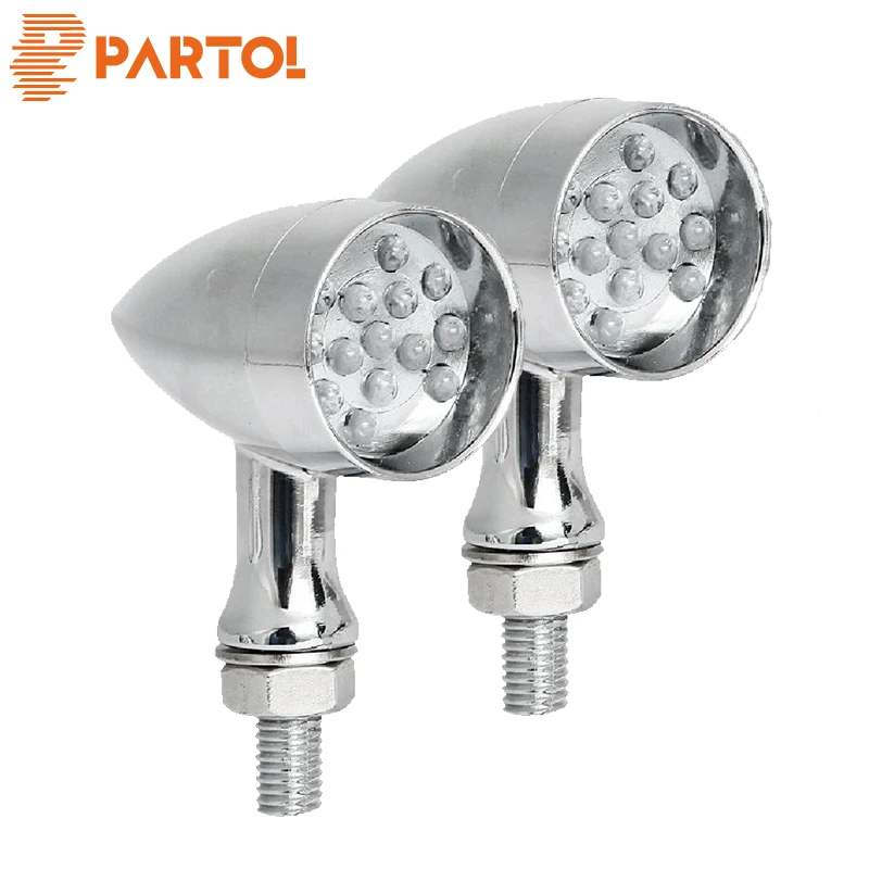 

Partol Universal Motorcycle LED Turn Signal Light Indicator Lamps Sharp Bullet 12V Amber For Harley Honda Suzuki Yamaha Kawasaki