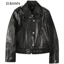 2019 Spring Version of The Slim Slimming Locomotive Sheepskin Leather Short Jacket Real Leather Jacket