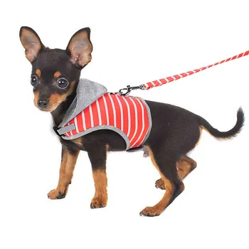 

Trsnser Dog Harness Polyester Adjustable Pet Cat Dogs With Hat Traction Fashion Stripe Chest Strap Orange Leash 19May24 P35