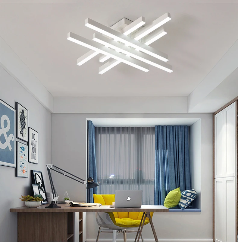 Современный геометрический металлический светодиодный потолочный светильник с регулируемой яркостью, акриловый светодиодный потолочный светильник для гостиной, спальни, светодиодный потолочный светильник