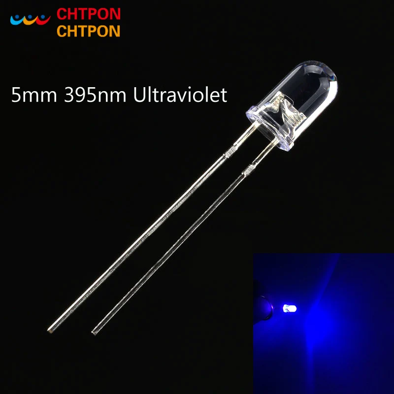 1000pcs 5mm Ultraviolet 395nm 400nm UV LED Diode Light Emitting Lamp 5