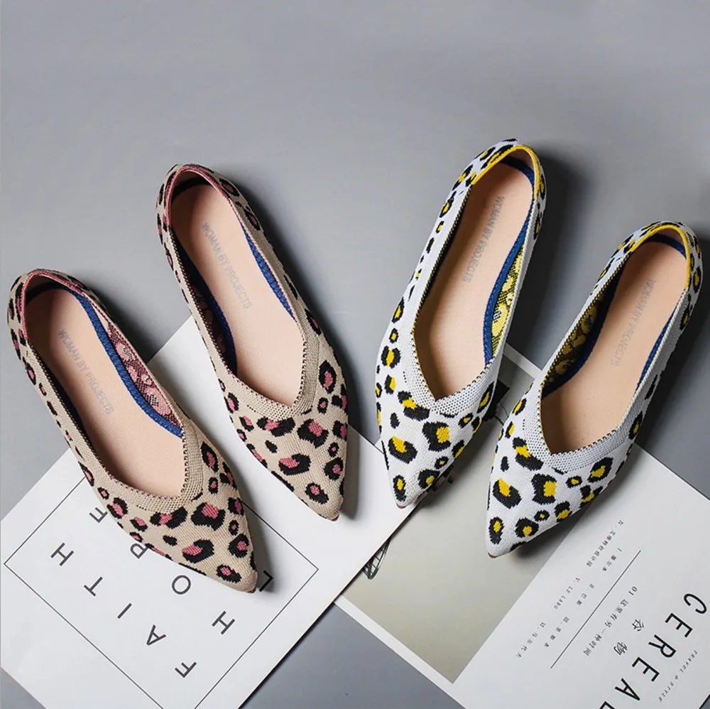 New Spring Women Flats Shoes Leopard Print Women Shoes Casual Single Shoes Ballerina Women Shallow Mouth Shoes SA65