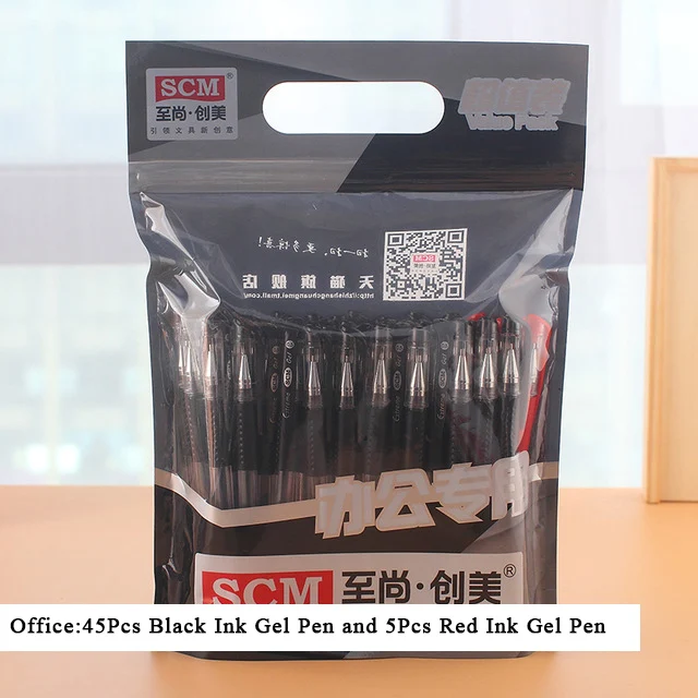 50 шт./лот SCM Корея креативные милые черные синие красные стержни гелевые ручки школьные офисные принадлежности стационарные жидкие чернила - Цвет: 45 black 5 red ink