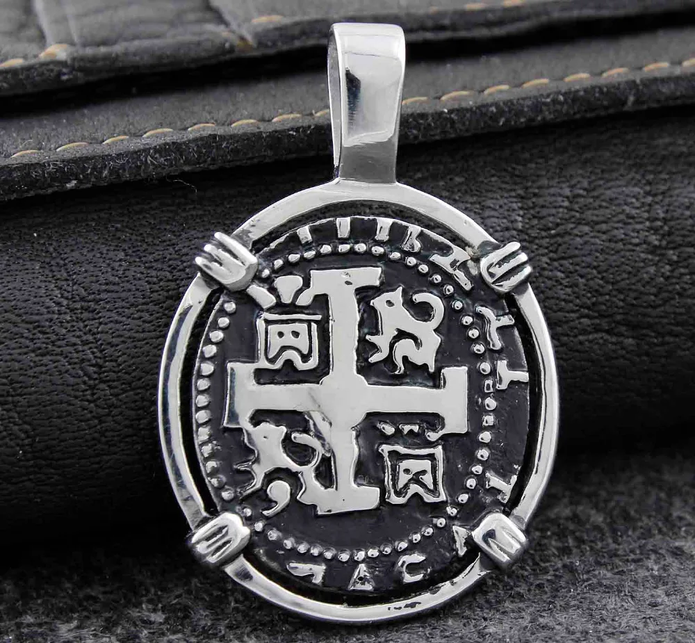 New Stainless steel Piece of Eight Coin Pendant Pirate Spanish Jewelry