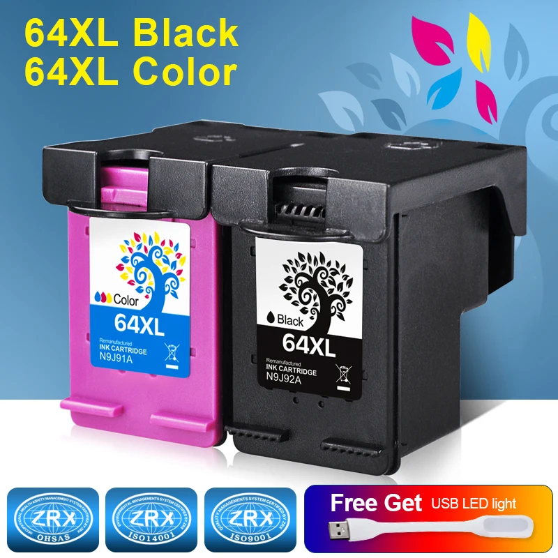 H&BO Re manufactured Ink Cartridge Replacement for HP64XL N9J92A N9J91A for HP ENVY Photo 6255