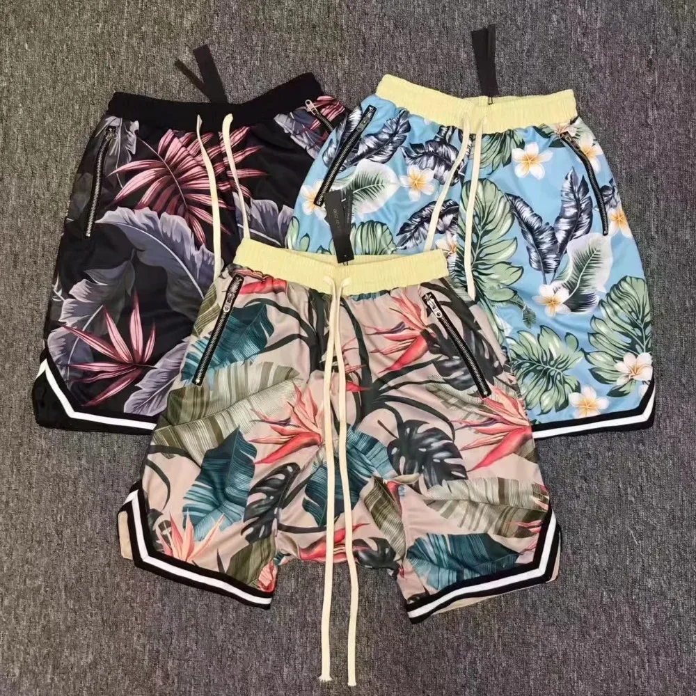 men and women drawstring hawaii flowers printed drop low crotch shorts