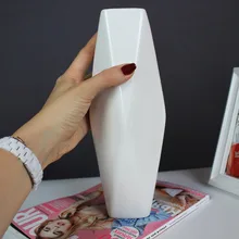 Современная стильная Геометрическая керамическая ваза белая Цветочная ваза современный декор Цветочная ваза керамическая Свадебная декоративная модная матовая ваза