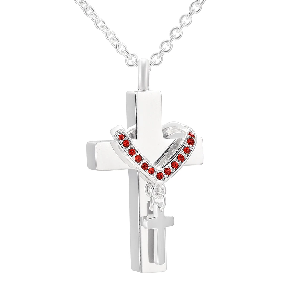 IGD9879 Silver Cross Cremation Jewelry for Ashes Memorial Pendant
